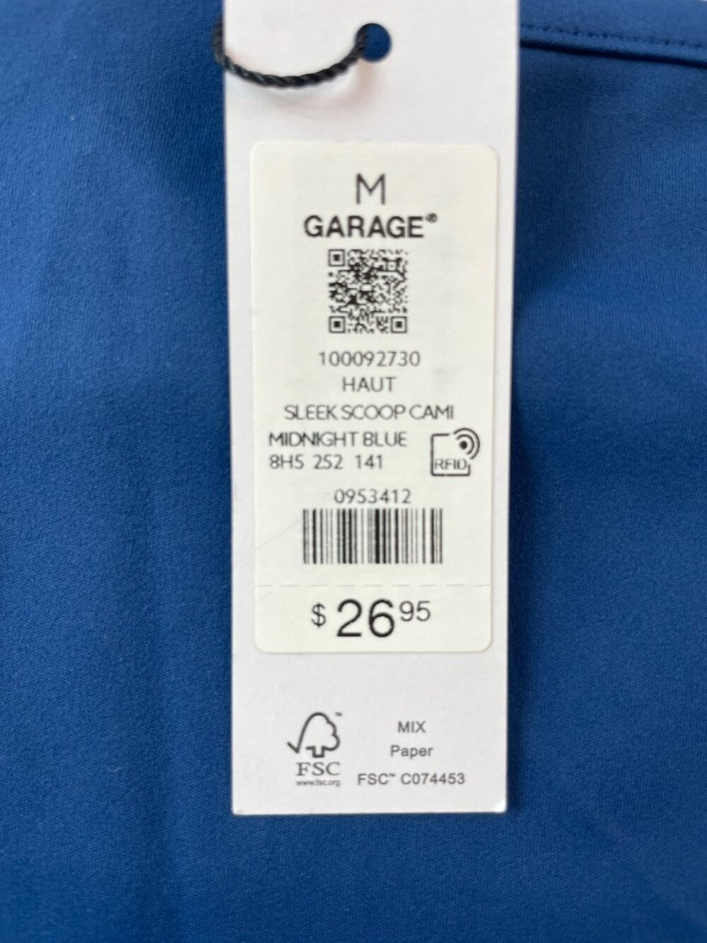 Garage Sleek Scoop Cami Tank Midnight Blue Stretch Nylon/Spandex Wmn's Sz M NWT - Picture 5 of 7